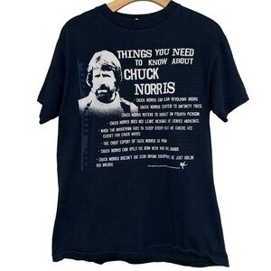 Chuck Norris Vintage Men’s Size M Black White Quotes Short Sleeve T-Shirt